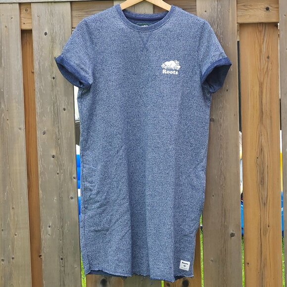 ROOTS Canada Women's Sweater Dress Size Small Short Sleeve Navy Blue - Picture 1 of 8